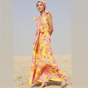 Banjanan XS Carnation Dress Flamingo 0355 Rhododendron Yellow 100% cotton yellow